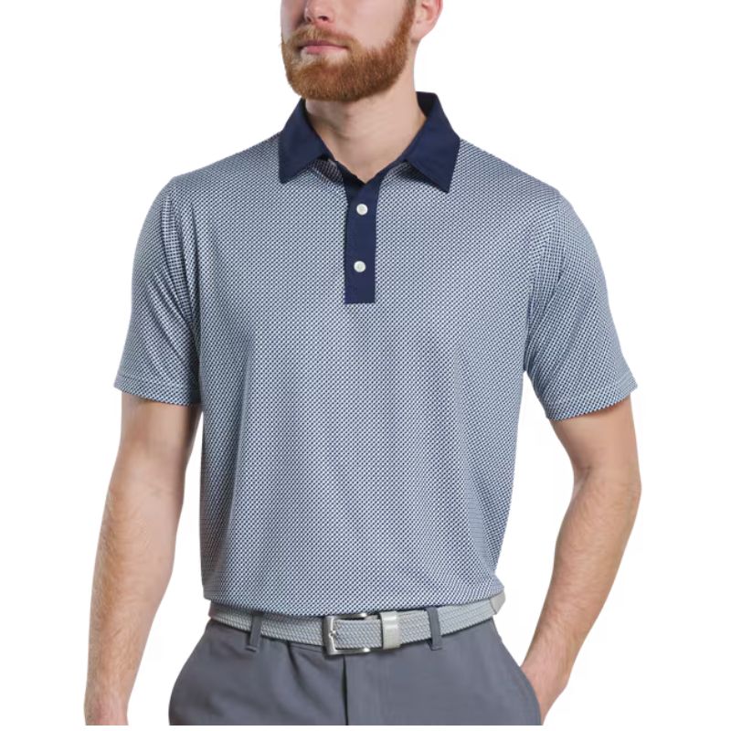FootJoy Lattice Lisle Polo - Previous Season Style Navy White Grey