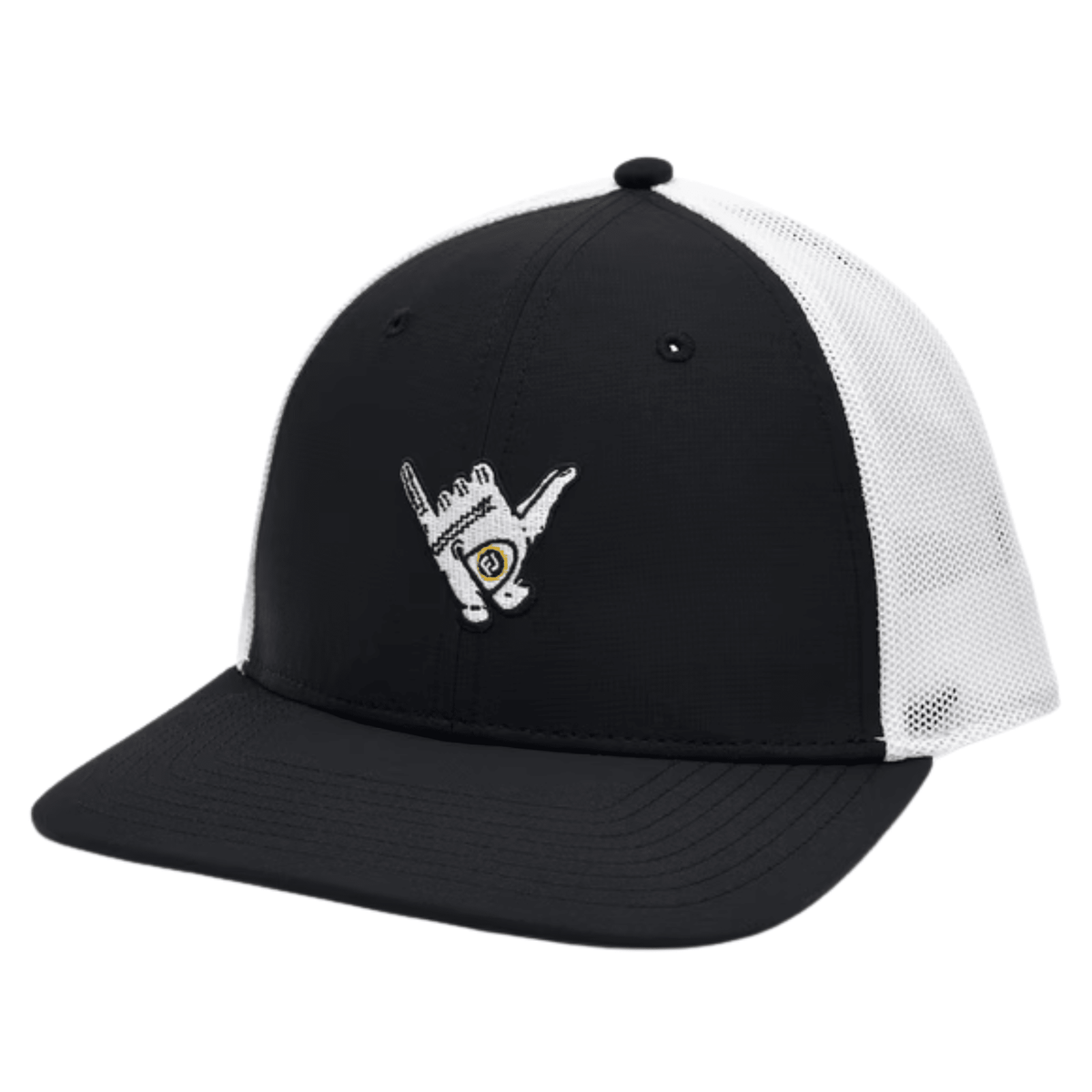 FootJoy Motif Mesh Trucker Hat Black Shaka Logo OSFA