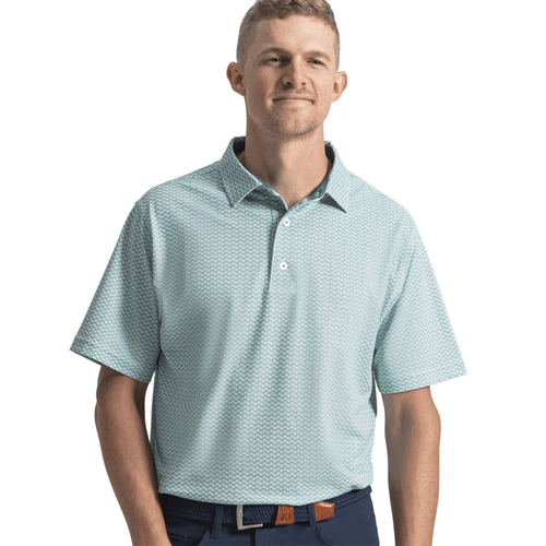 FootJoy Scallop Geo Pique Polo Field Green White