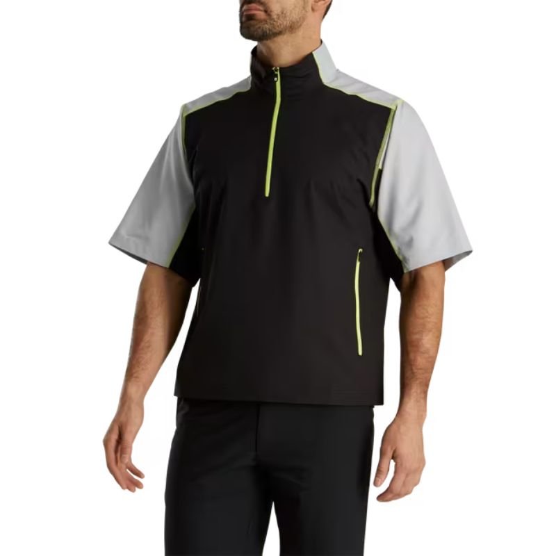 FootJoy Short Sleeve Sport Windshirt - Previous Season Style Black Silver Lime
