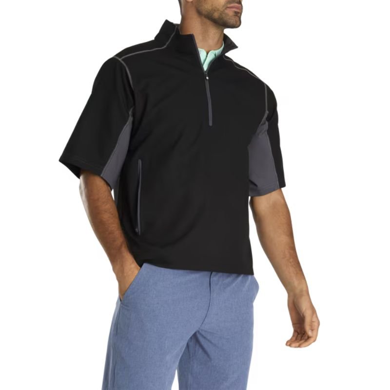 FootJoy Short Sleeve Sport Windshirt - Previous Season Style Black Charcoal