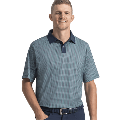 FootJoy Texture Check Lisle Polo Navy Field Green White