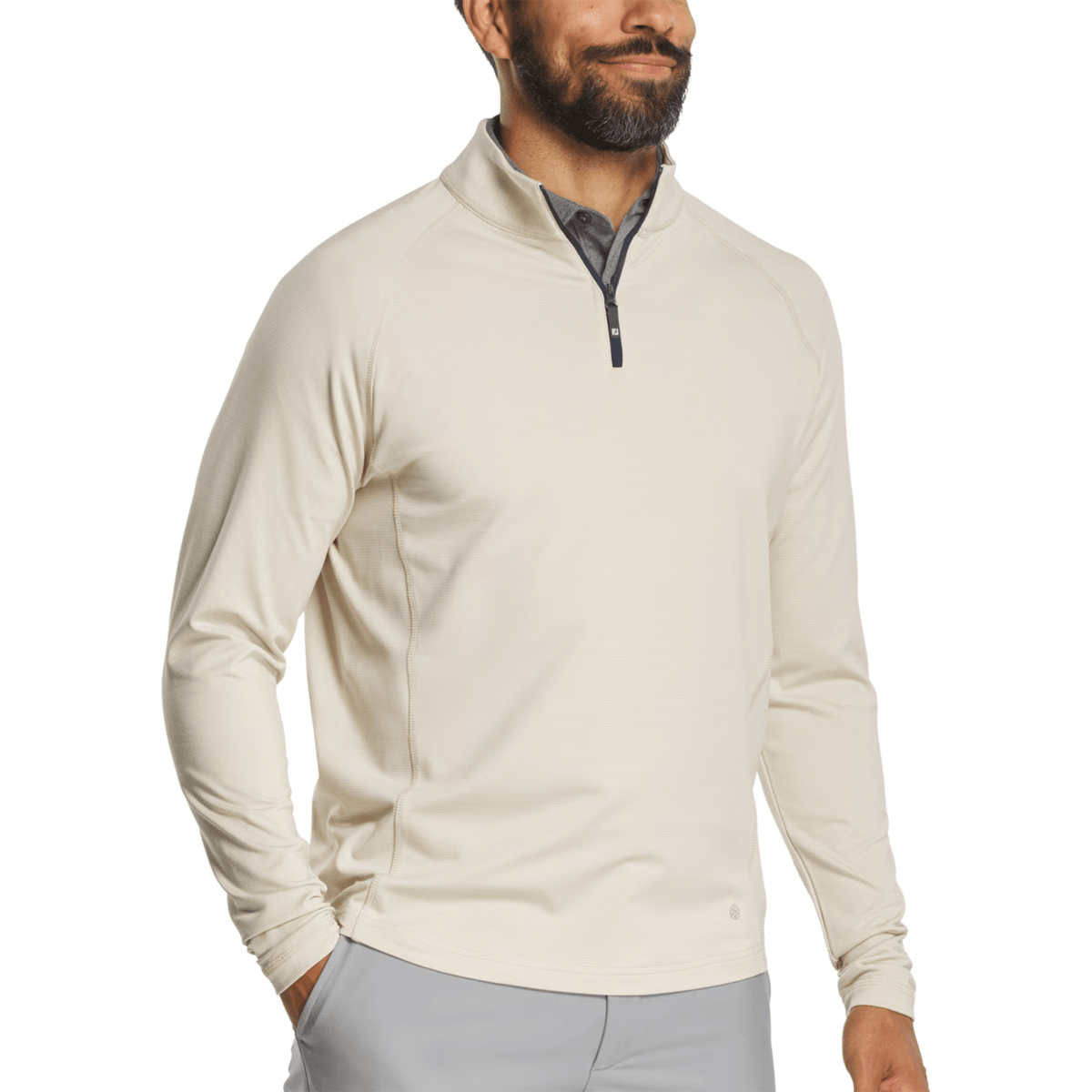 FootJoy ThermoSeries Heather Brushed Back Mid-Layer 1/4 Zip Stone