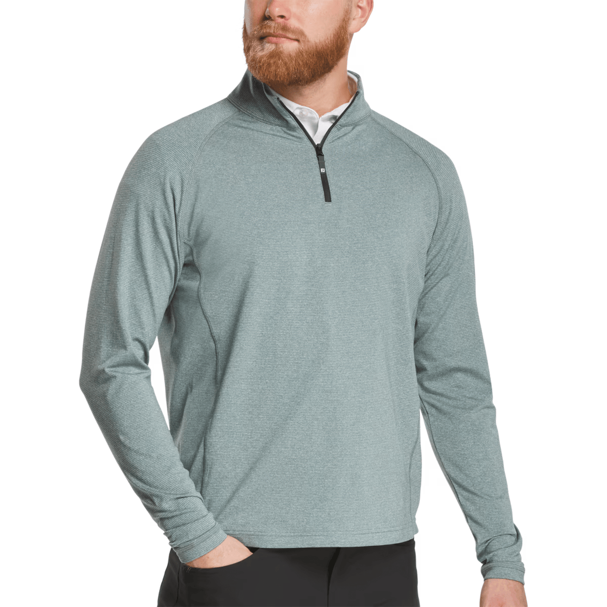 FootJoy ThermoSeries Heather Brushed Back Mid-Layer 1/4 Zip Green