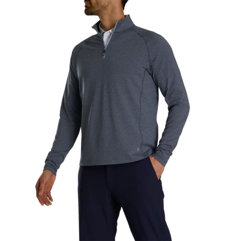 FootJoy ThermoSeries Heather Brushed Back Mid-Layer 1/4 Zip - Previous Season Style Navy