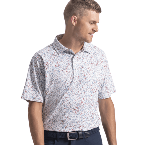 FootJoy Watercolour Floral Pique Polo White Blue Nantucket Red