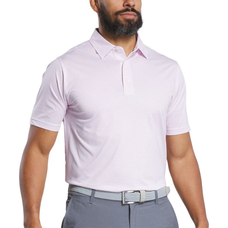 FootJoy Wiggle Lisle Polo - Previous Season Style White Skyway Pink Lemonade