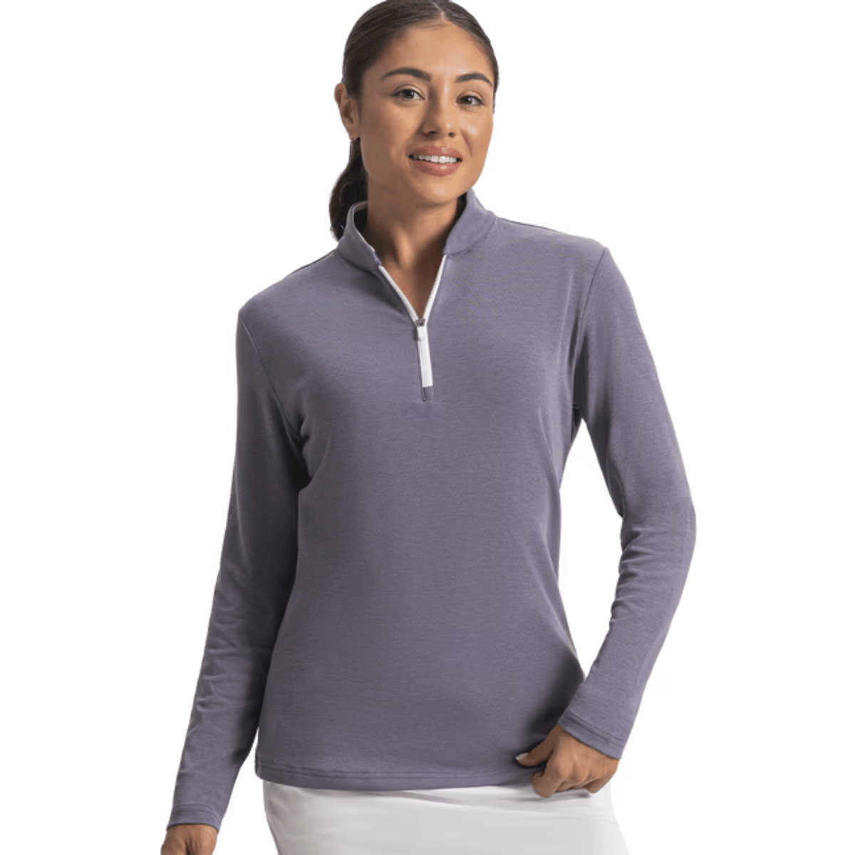 FootJoy Women's 1/4 Zip Blade Collar Mid-Layer Sweater Dusty Violet