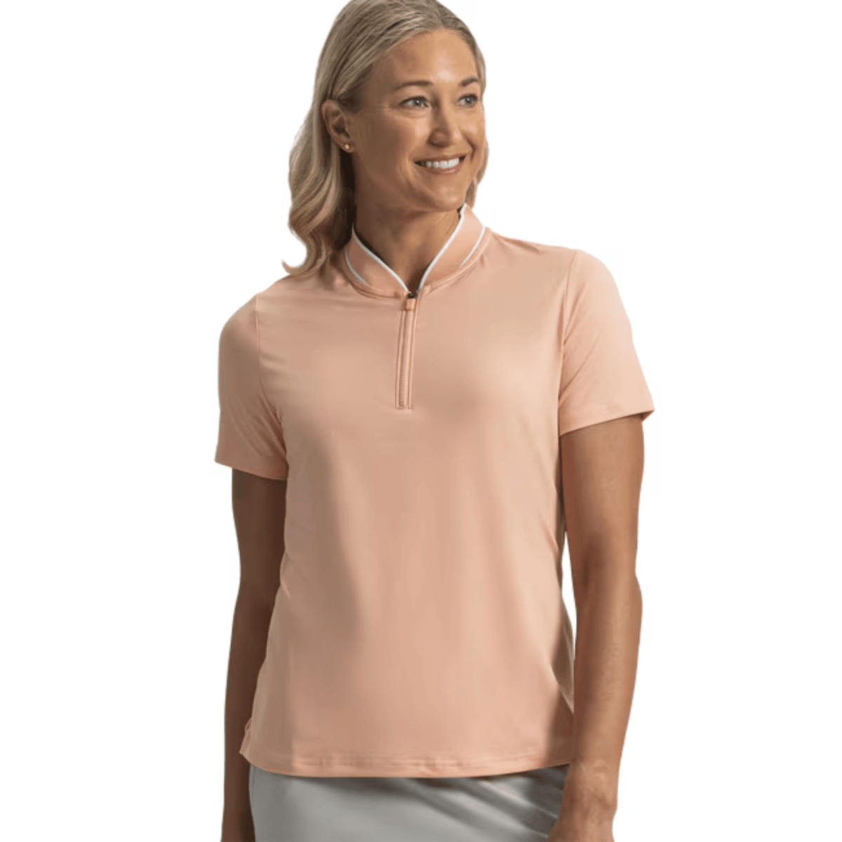 FootJoy Women's Blade Collar Zip Polo Desert Peach