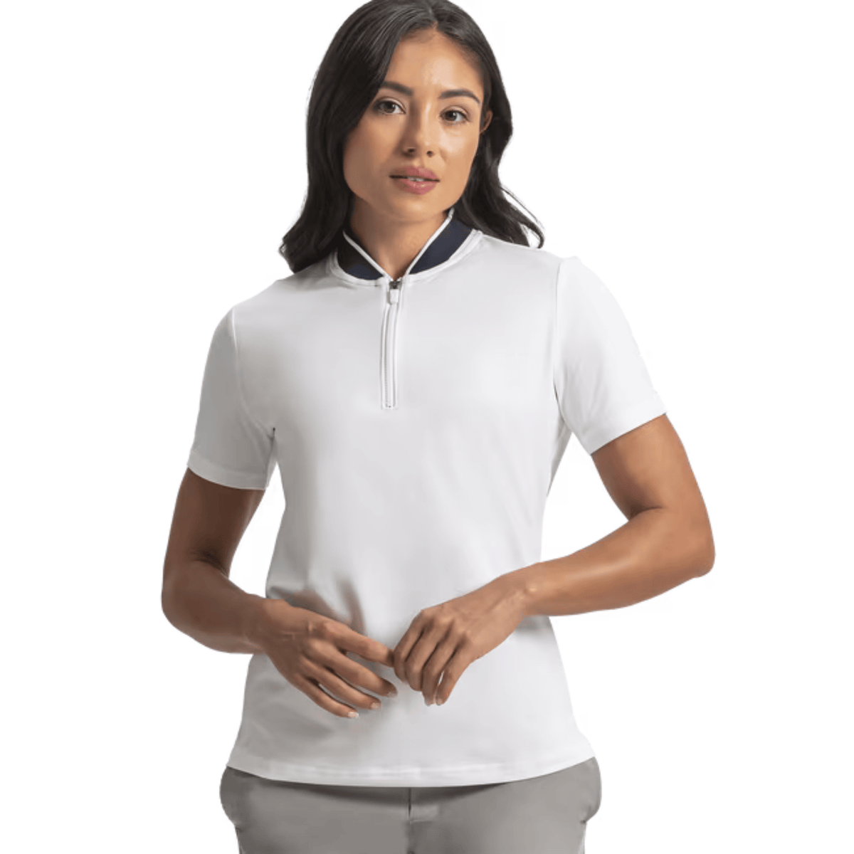FootJoy Women's Blade Collar Zip Polo White