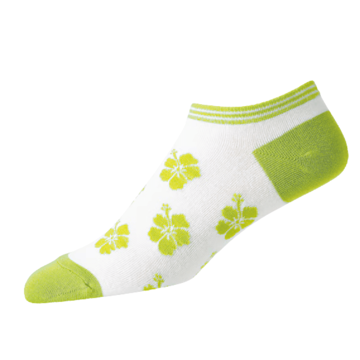 Footjoy Women's ComfortSof Low Hibiscus Golf Socks Lime Standard 6-9