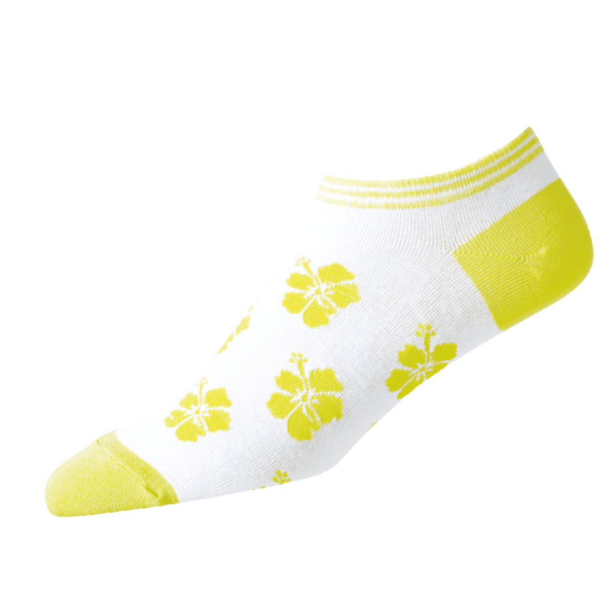 Footjoy Women's ComfortSof Low Hibiscus Golf Socks Yellow Standard 6-9