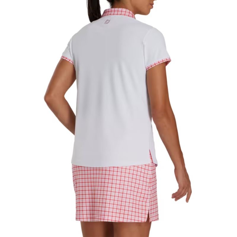 FootJoy Women's Short Sleeve Gingham Trim Polo