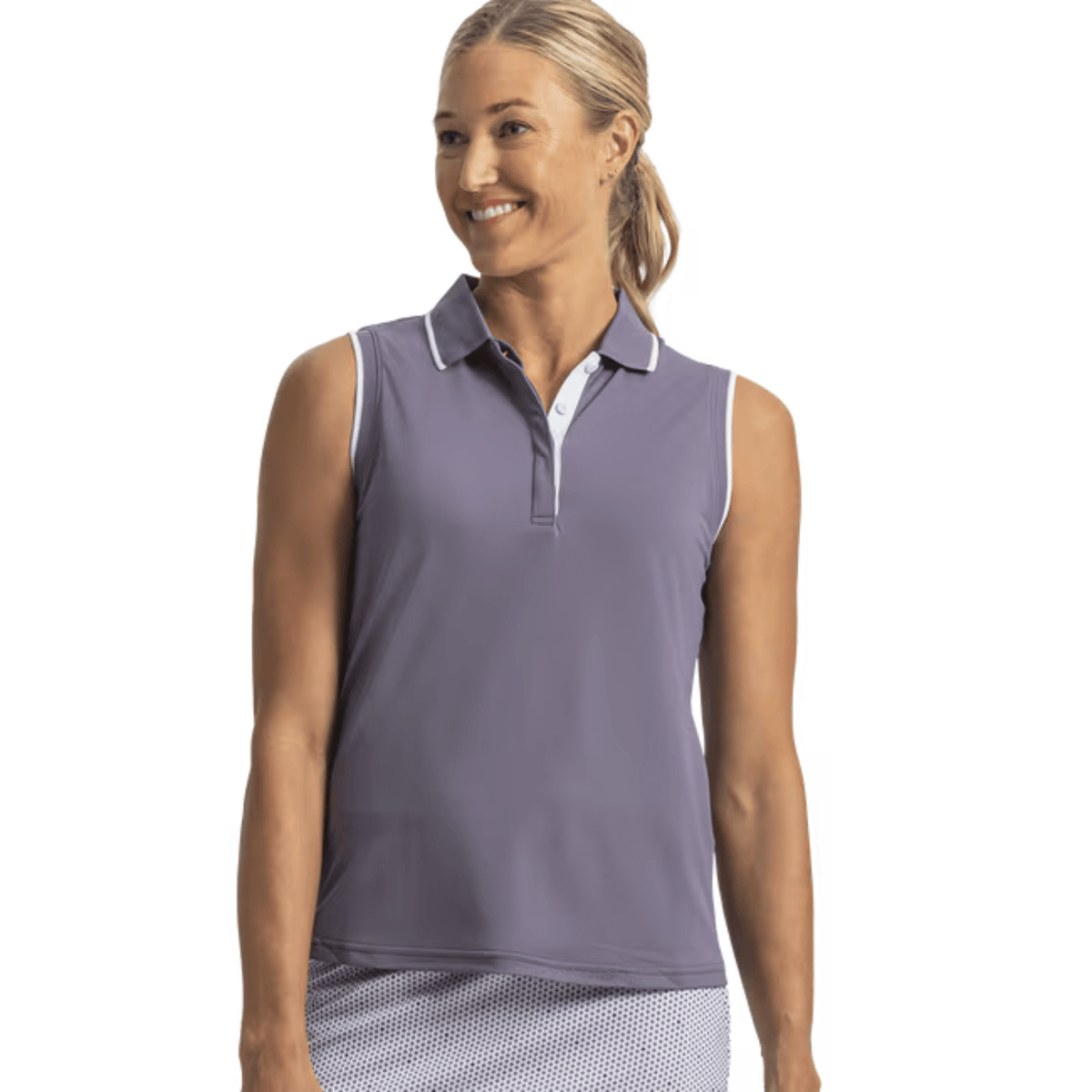 FootJoy Women's Sleeveless Polo Dusty Violet Glacial Blue