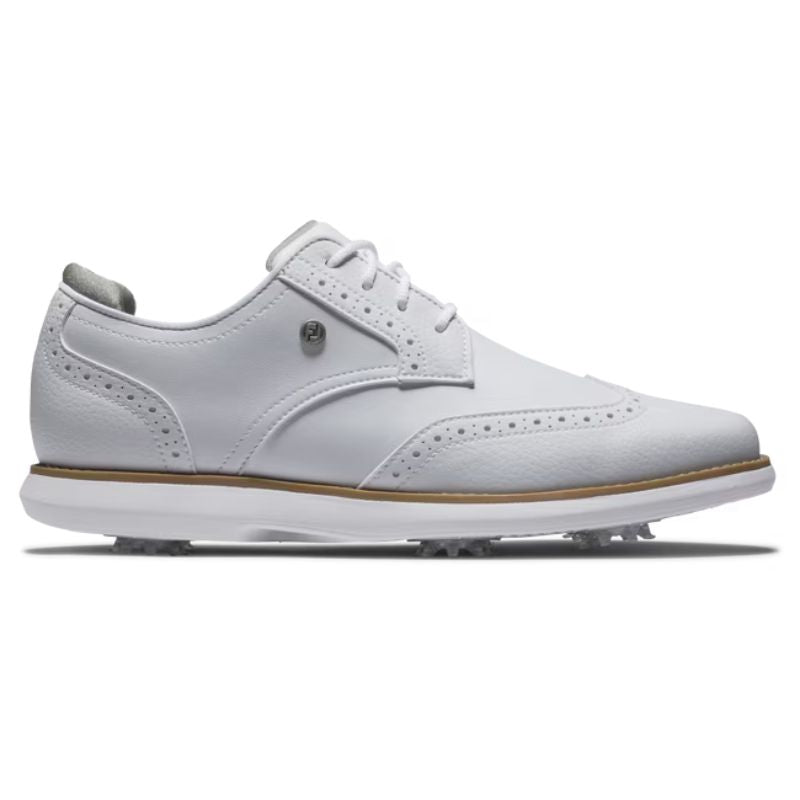 FootJoy Women's Traditions Wing Tip Golf Shoe White Medium