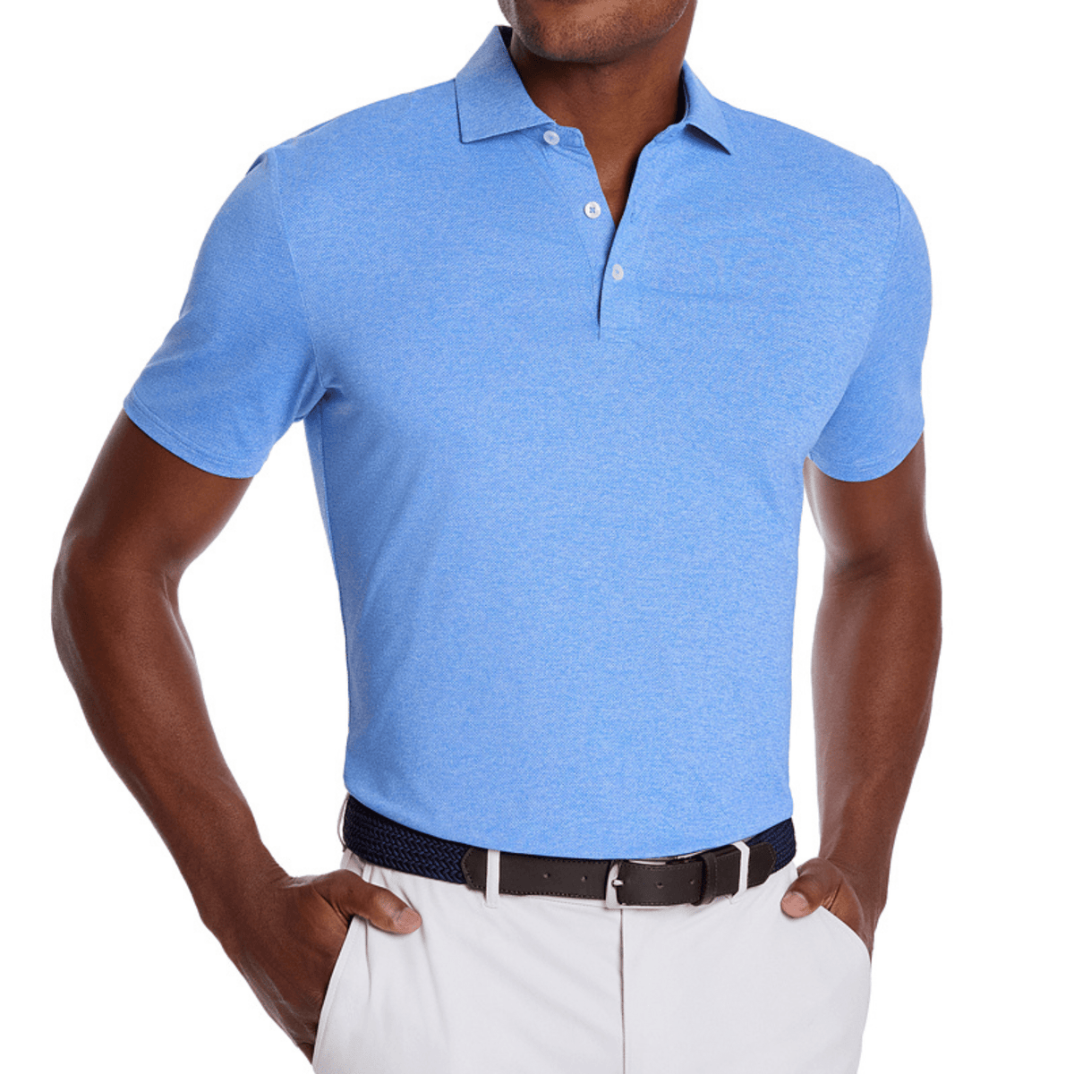 Holderness & Bourne The Bradley Polo Heathered Marlin Blue