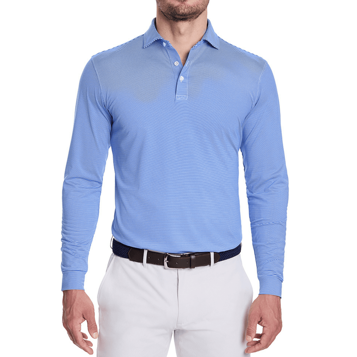 Holderness & Bourne The Burke Long Sleeve Polo Marlin Blue White