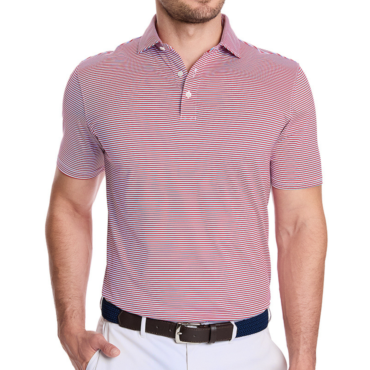Holderness & Bourne The Gresham Polo Liberty Red Marlin Blue White
