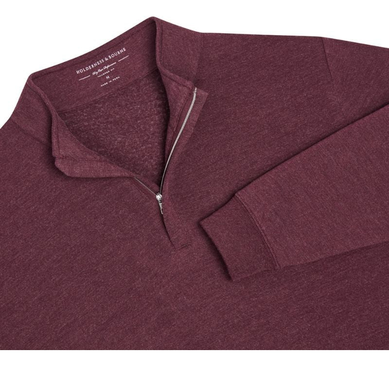 Holderness & Bourne The Harper 1/4 Zip Sweater Heathered Dark Claret