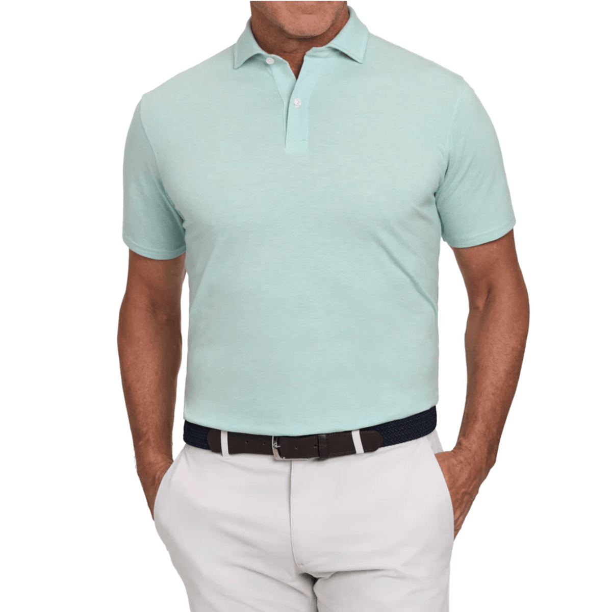 Holderness & Bourne The Hatcher Polo Cascade Green White