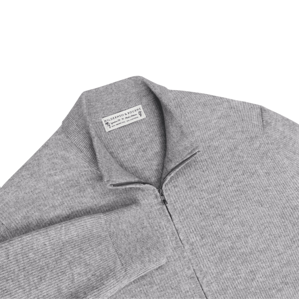 Holderness & Bourne The McDaid Full-Zip Sweater Heathered Grey LARGE