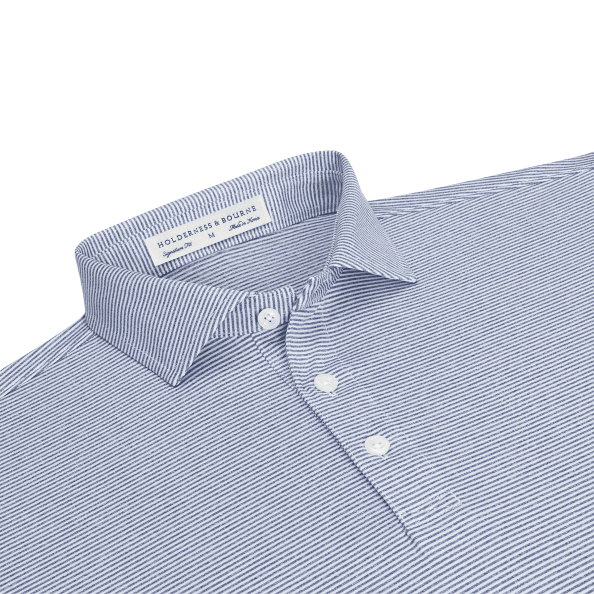 Holderness & Bourne The Perkins Polo Heatherered Pacific Blue & White SMALL