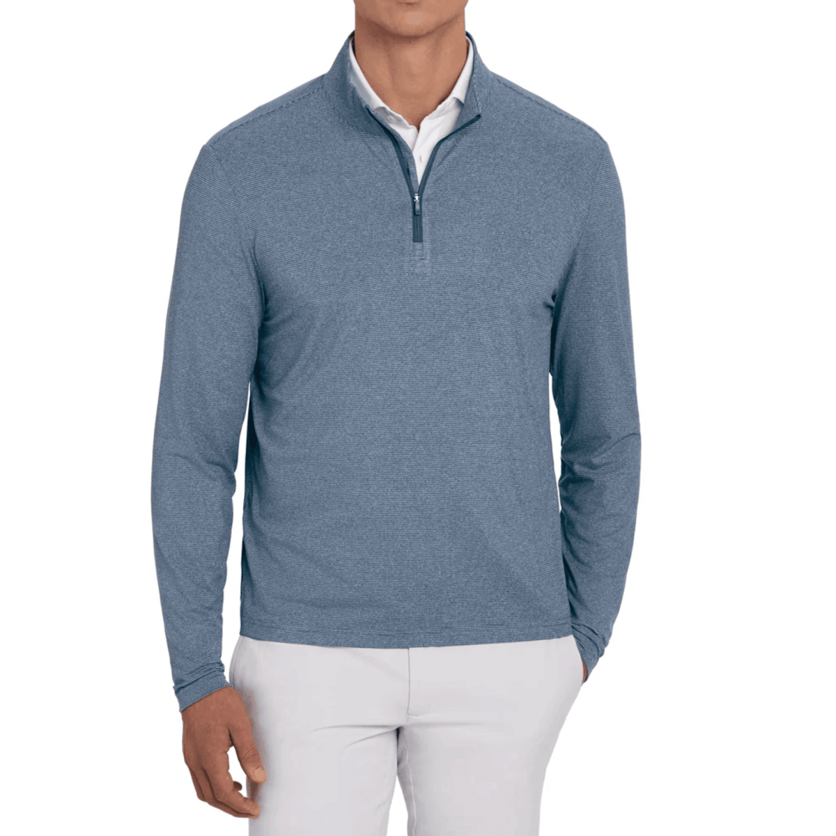 Holderness & Bourne The Royce Pullover 1/4 Zip Heathered Pacific Blue SMALL