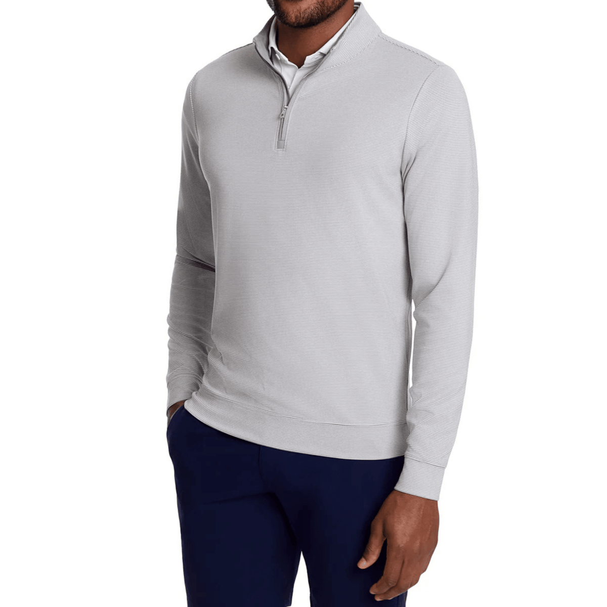 Holderness & Bourne The Sherwood 1/4 Zip Sweater Grey White
