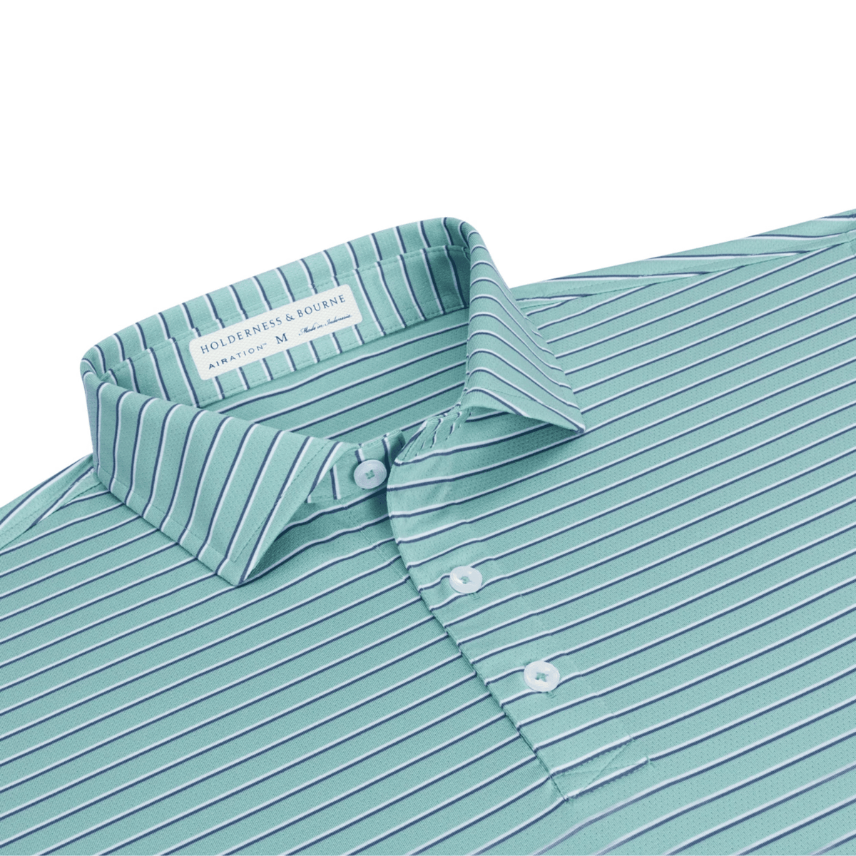 Holderness & Bourne The Springer Polo Cascade Green/White/Pacific Blue SMALL