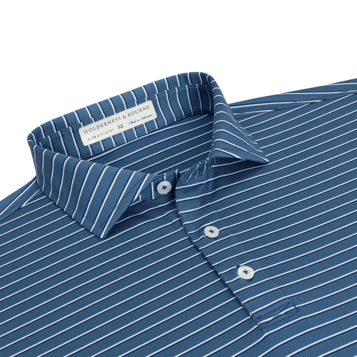 Holderness & Bourne The Springer Polo Pacific Blue & White & Navy SMALL