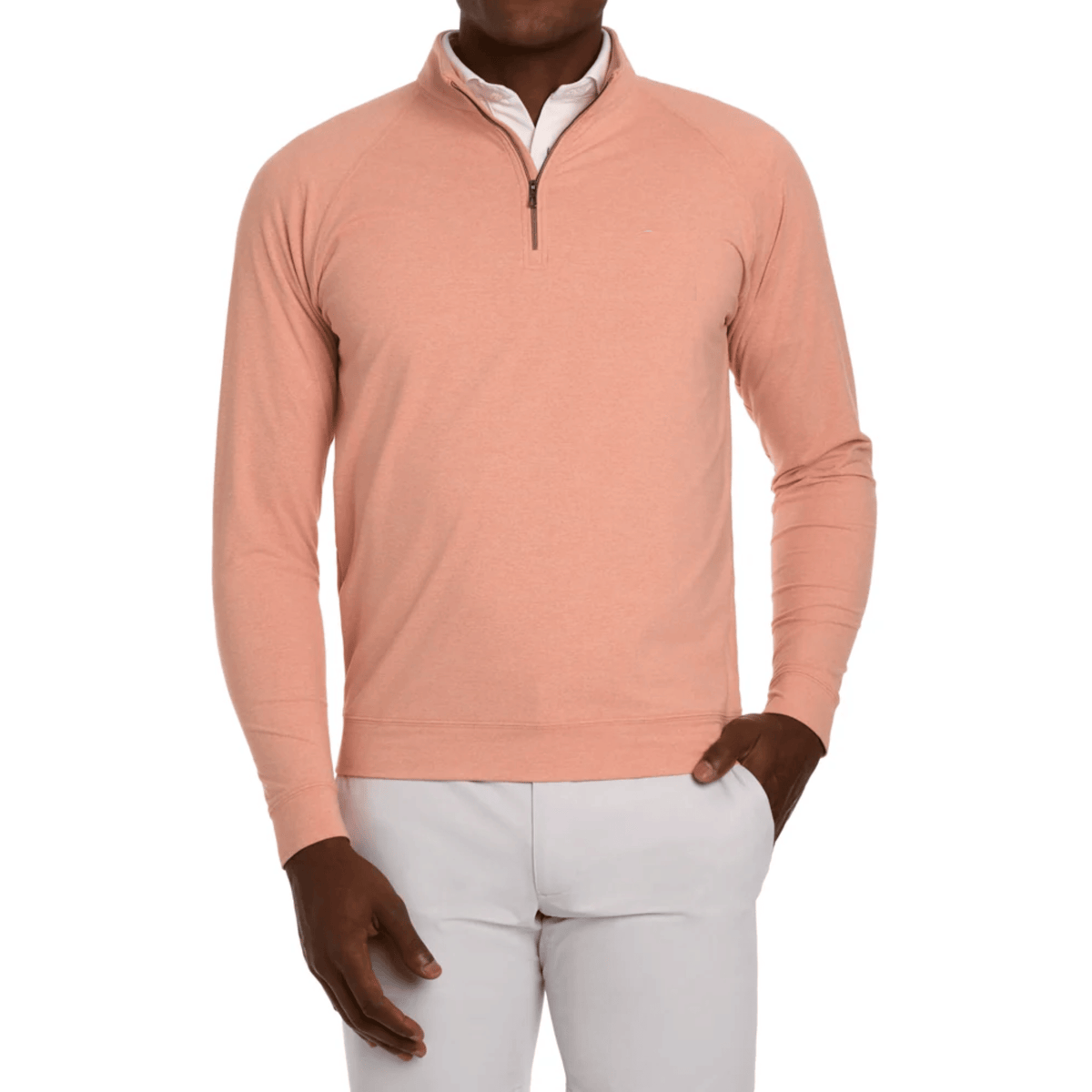 Holderness & Bourne The Westland 1/4 Zip Sweater Heathered Nectarine