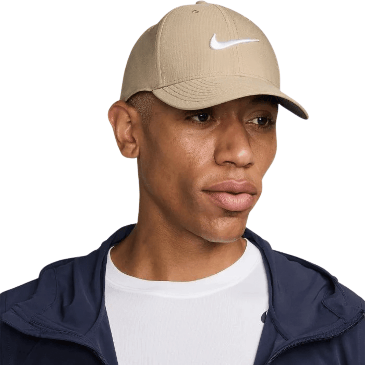 Nike Dri-FIT Club Structured Swoosh Golf Hat Khaki White