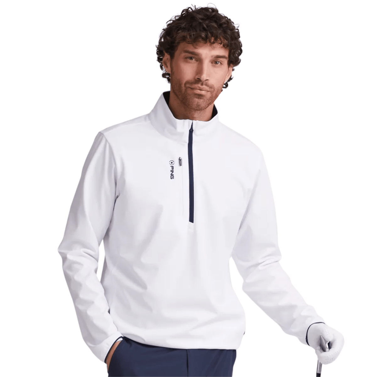 PING Vigo Men's Windproof Half Zip Jacket White