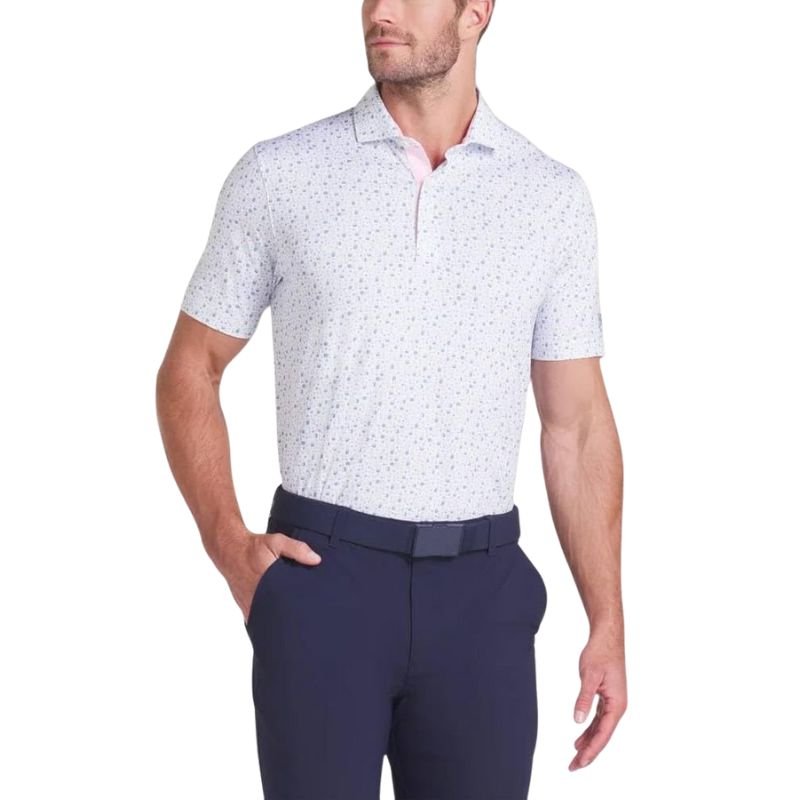 PUMA AP Tea Time Golf Polo White Glow Zen Blue