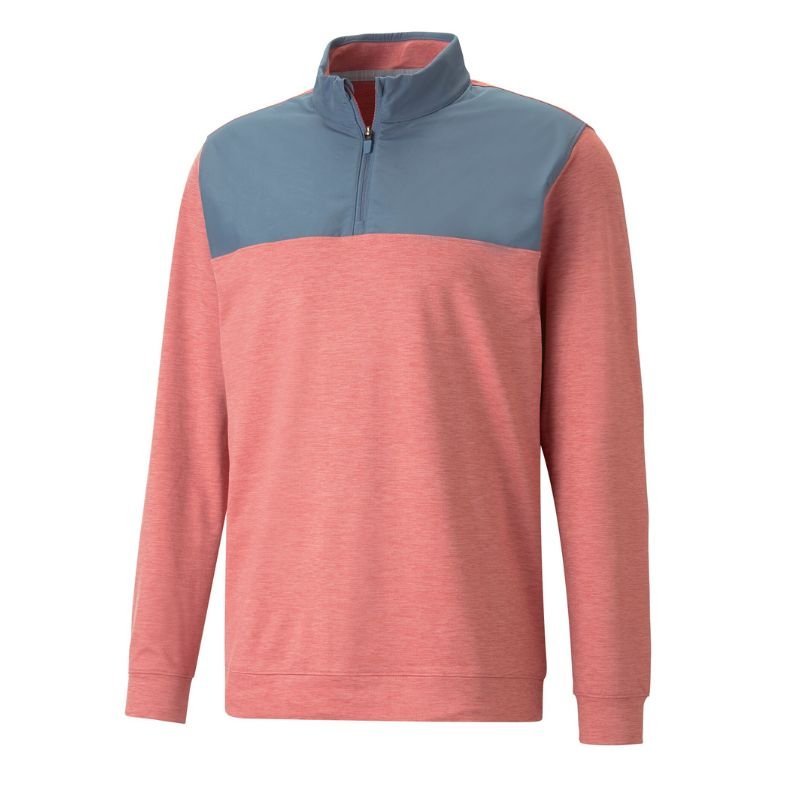 PUMA CLOUDSPUN Colorblock Golf 1/4 Zip Evening Sky Heartfelt Heather