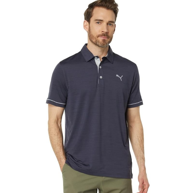 PUMA CLOUDSPUN Haystack Golf Polo Navy Blazer Heather