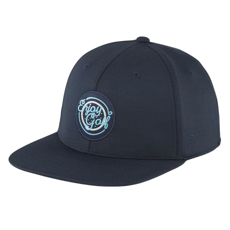 PUMA Enjoy Golf 6-Panel Cap Navy Blazer White Glow Tropical Aqua OSFA