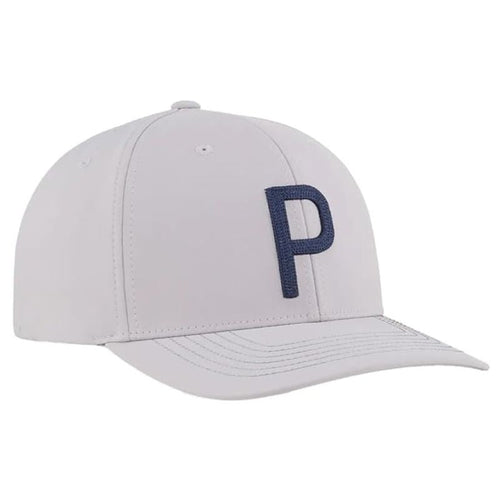 PUMA Heritage P Golf Cap Platino Silver Deep Navy OSFA