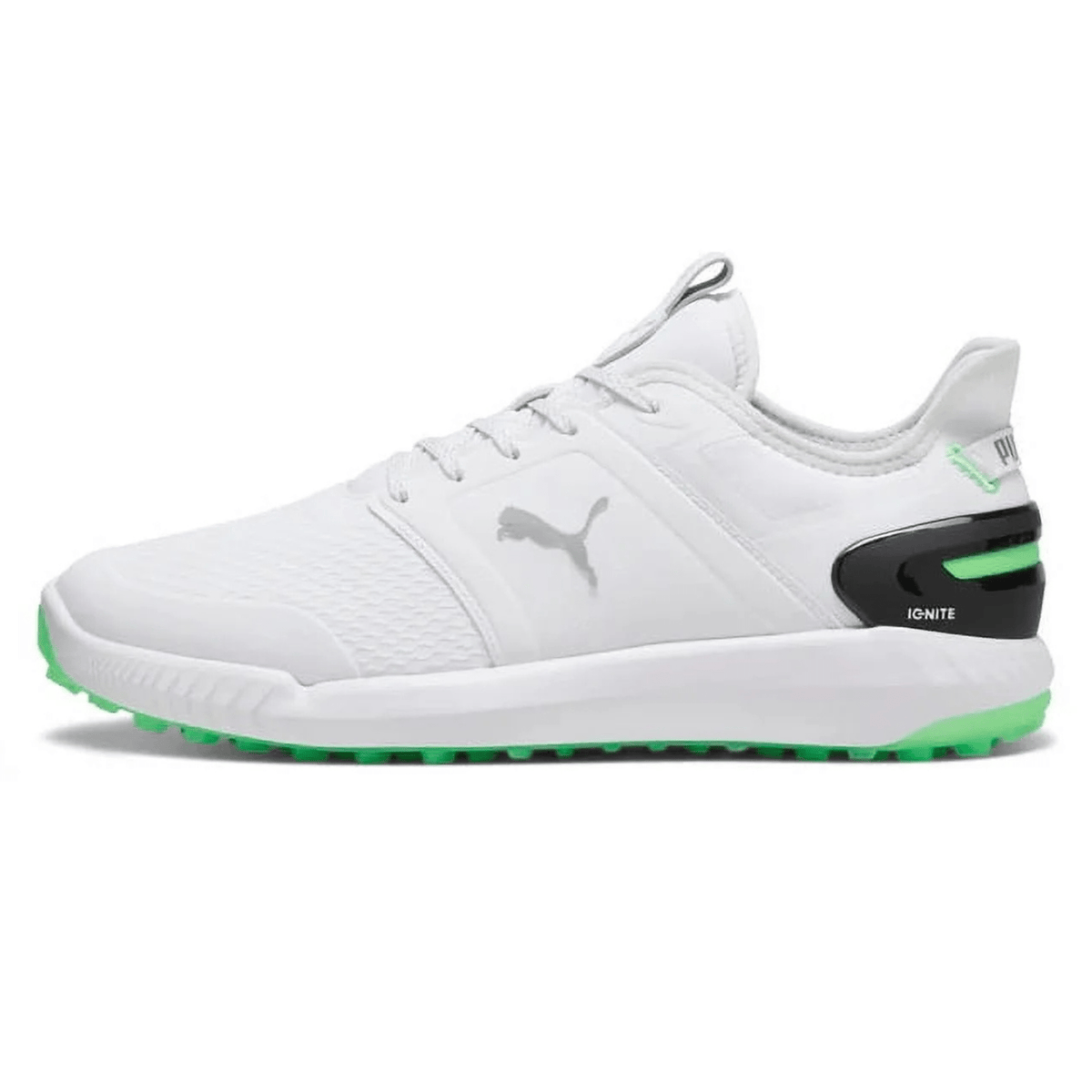PUMA IGNITE ELEVATE Spikeless Golf Shoes Puma White Fluro Green Pes Black Medium