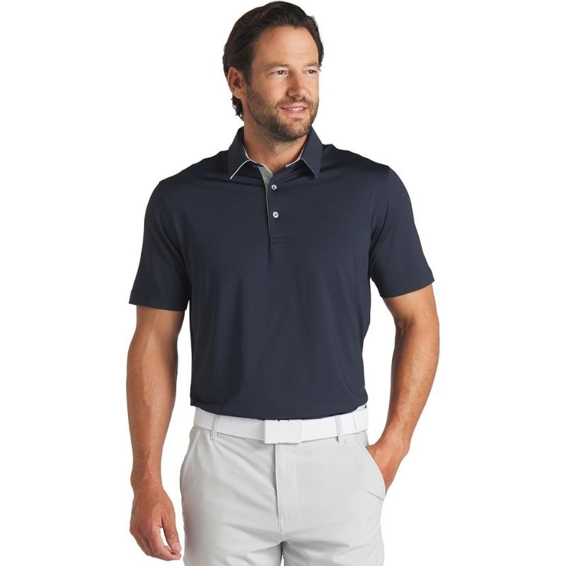 PUMA MATTR Brigade Golf Polo Deep Navy Ash Gray