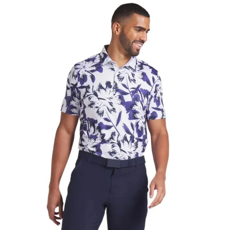 PUMA MATTR Broken Flower Golf Polo White Glow Blue Crystal