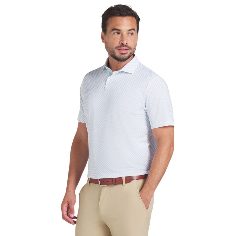 PUMA MATTR Micro Floral Golf Polo White Glow Modern Mint