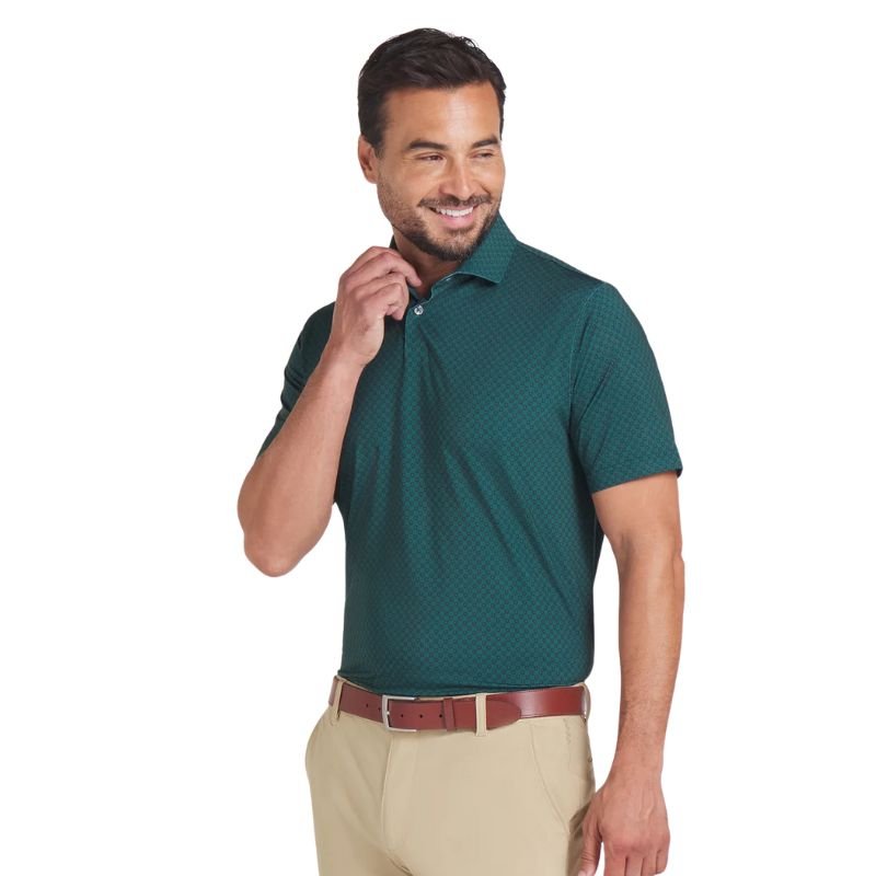 PUMA MATTR Micro Floral Golf Polo Dark Myrtle Deep Navy