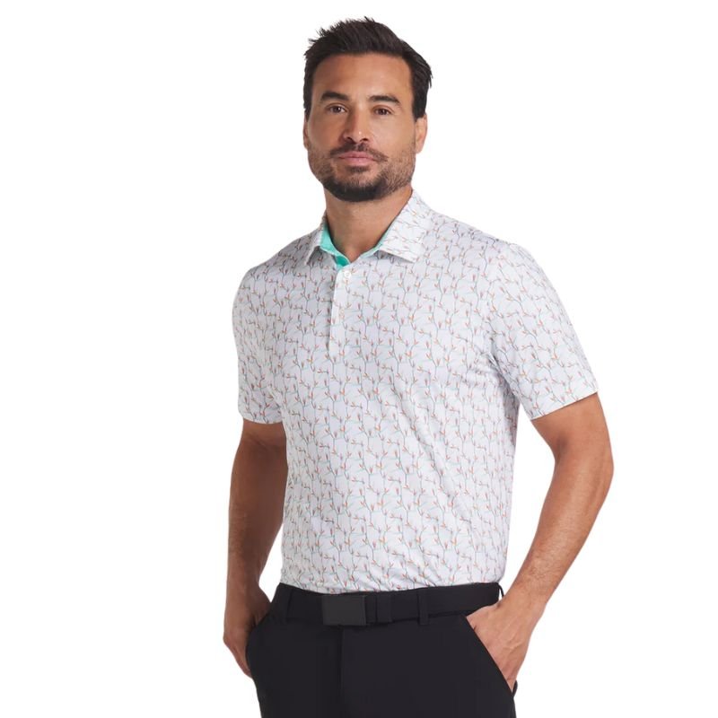 PUMA MATTR Paradise Golf Polo White Glow Aquatic