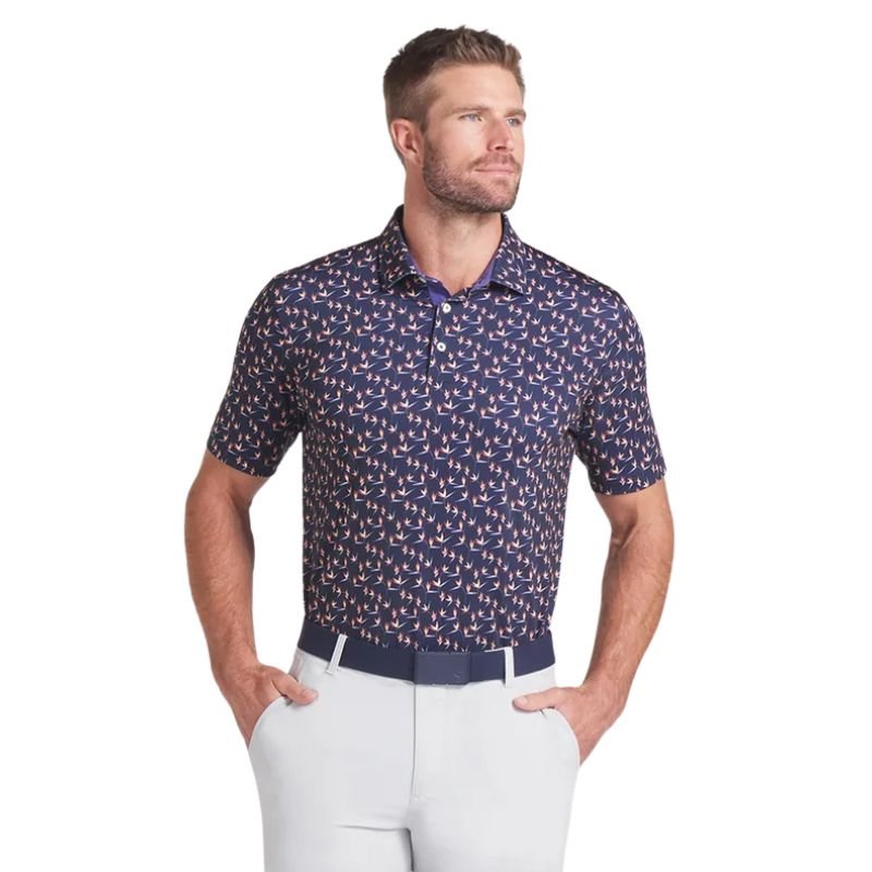 PUMA MATTR Paradise Golf Polo Deep Navy Sunny Yellow