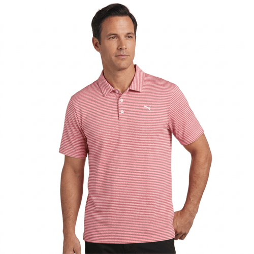 PUMA MATTR Stadium LC Golf Polo White Glow Candy Apple