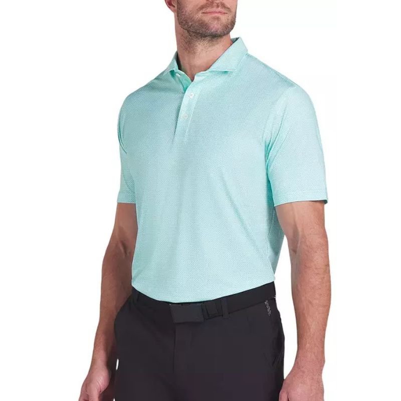 PUMA MATTR Tile Golf Polo Aquatic White Glow