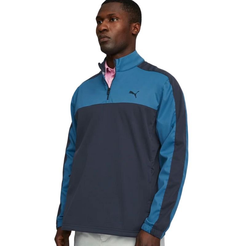 PUMA Momentum Woven Golf 1/4 Zip Lake Blue Navy Blazer
