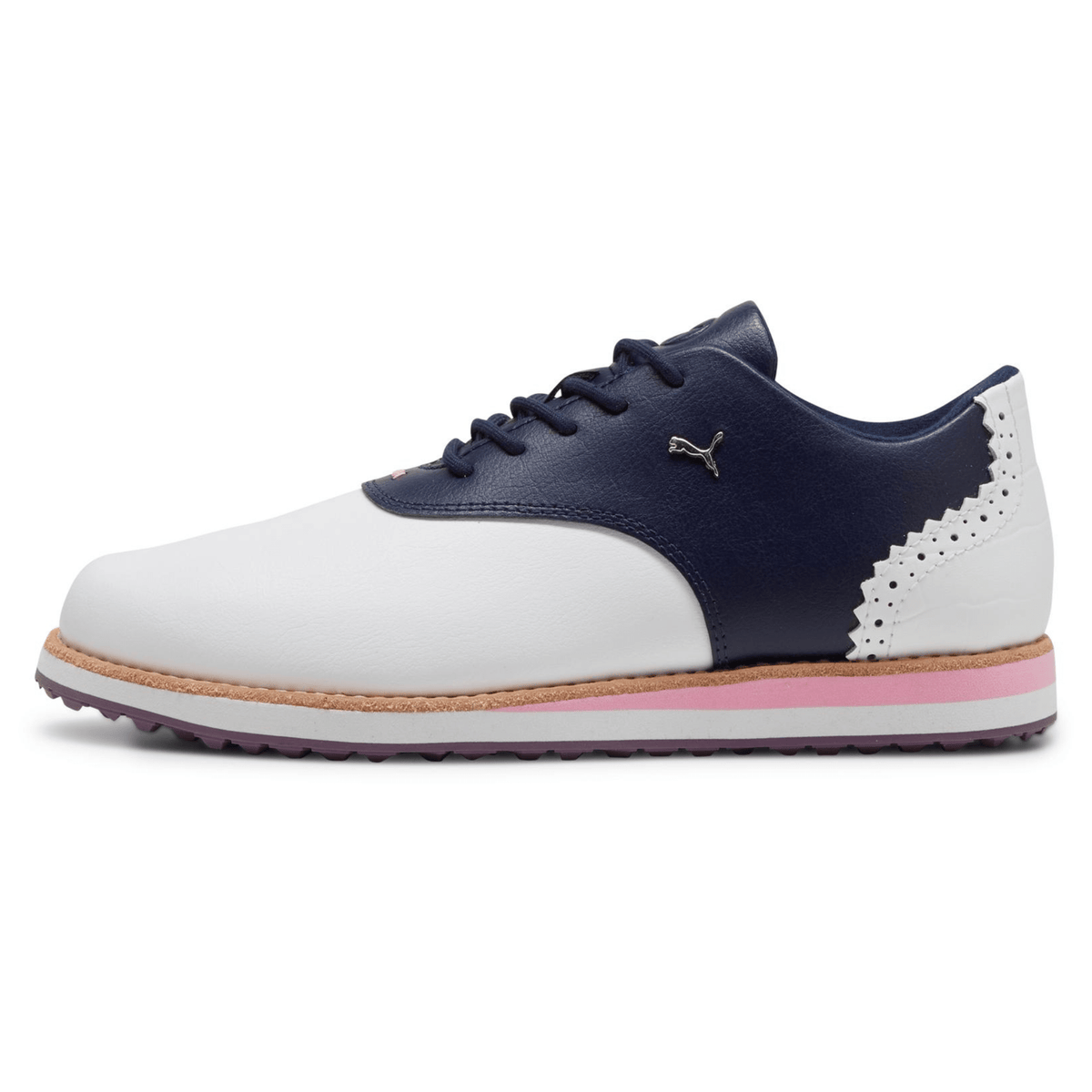 PUMA Women's AVANT Spikeless Golf Shoes Puma White Deep Navy Medium