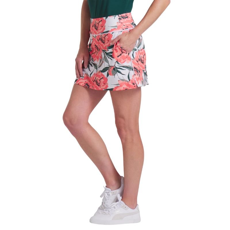 PUMA Women's Blake Knit Beautiful Game Golf Skirt White Glow Peach Frost